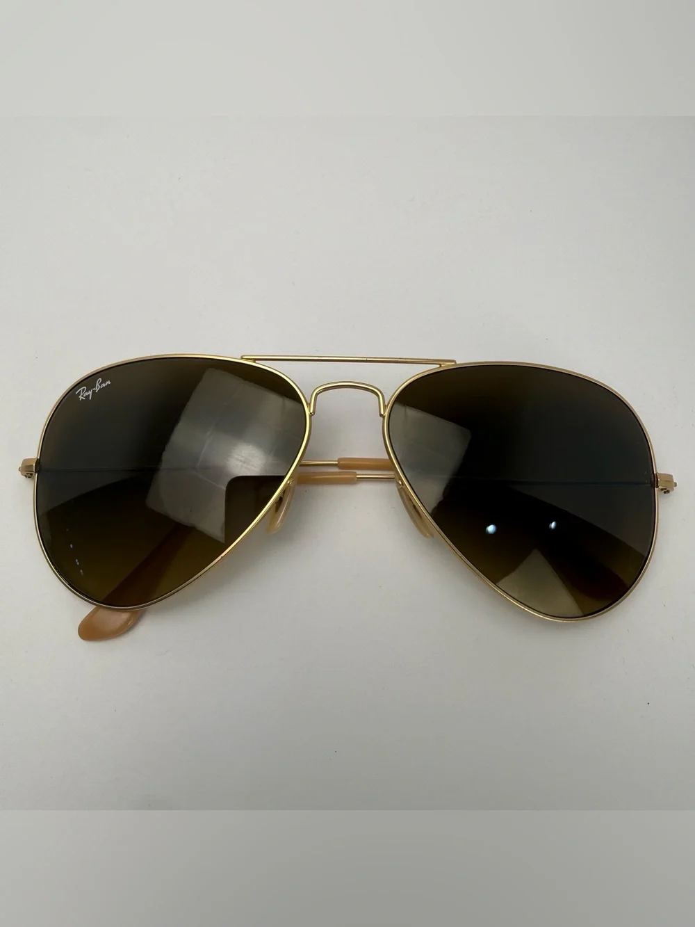 Ray-Ban 3035 Matte Gold Aviator Large Sunglasses with Brown Gradient Lenses 58